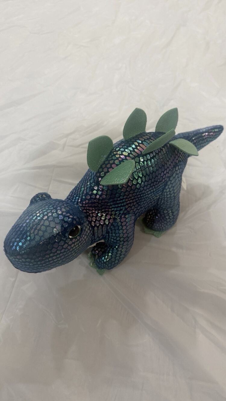 Green Stegasuarus 6" Tall blue Shimmer Scales Plush Stuffed Dinosaur
